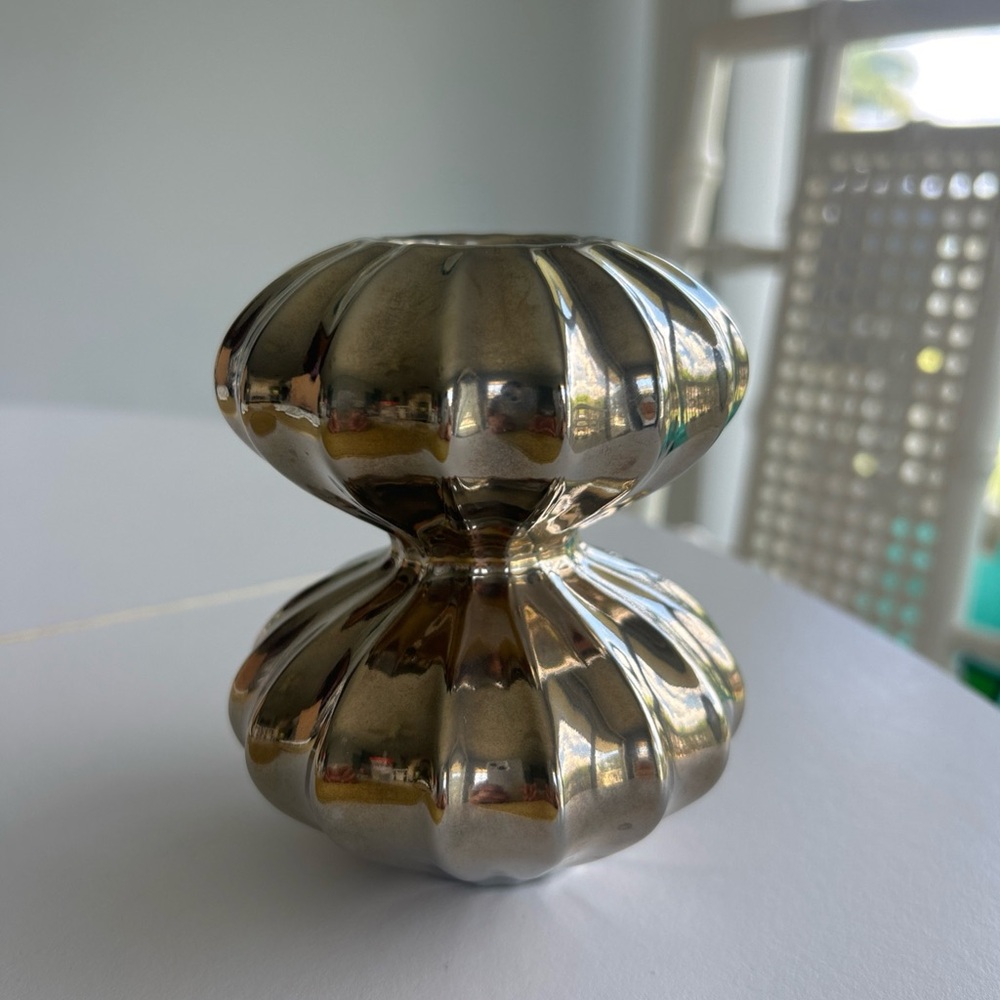Vintage Jonathan Adler Reflective Double-Gourd Accent in Silver